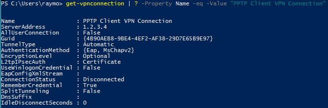 PPTP VPN Connection details with Split Tunnelling